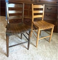 2 Wooden Slat Seat Ladderback Chairs