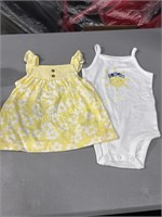 Carter's 9M Baby Girl 2pc Yellow Floral Tank