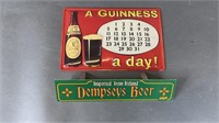 2pc Tin Litho+ Beer Signs w/ A Guinness A Day