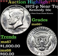 1972-p Kennedy Half Dollar Near Top Pop! 50c Grade