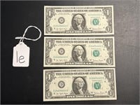 1977 A Series Sequential Number One Dollar Bills
