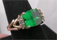 Vintage Simulated Green Emerald Cz Accented Art