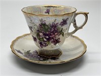 Vintage February Violet Teacup with Saucer