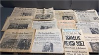 12pc 1960s & 1970s Newspapers w/JFK-Nixon-Reagan