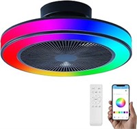 Liokoc Modern Ceiling Fan With Rgb Led Lighting