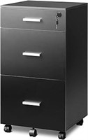 Devaise 3 Drawer Rolling File Cabinet With Lock,