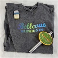 Bellevue Brewing company t-shirt (XL), beer tap,