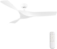 52" White Ceiling Fans Without Lights, 52 Inch
