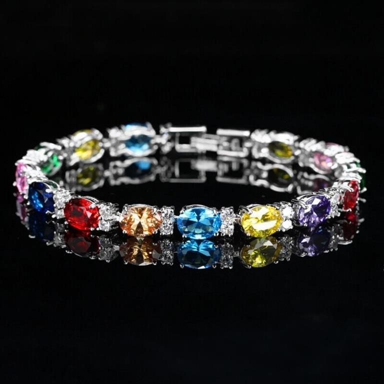 Multi Color Crystal Bangle Tennis Chain Bracelet