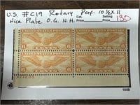 C19 ROTARY PERF OG NH STAMP BLOCK 6 CENTS