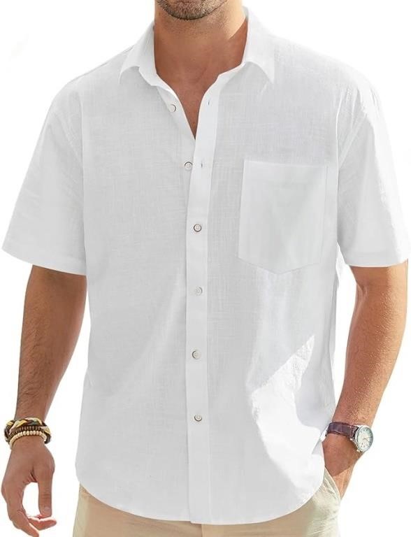 Plus Size Men's Linen Shirt Short Sleeve Casual
