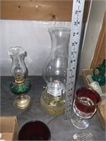 large clear glass hurricane oil lamp vintage