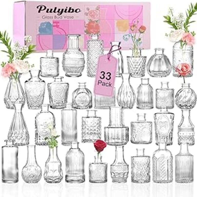 Pulyibo Glass Bud Vase Set Of 33 Pcs, Small Vases