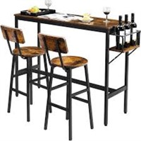 Tatub Bar Table And 2 Chairs Set, Industrial