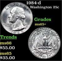 1984-d Washington Quarter 25c Grades GEM+ Unc