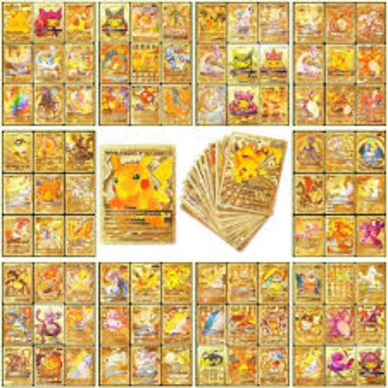 Sealed 100pcs Metal Gold Foil Pokemon cards