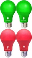 Lot of 2 LED Red and Green Light Bulbs - 120V E26