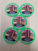 5 Numbered Tropicana 40mm Baccarat Chips