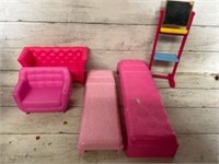Barbie beds, couches, chalk board