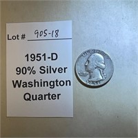 1951-D Washington Quarter, 90% Silver