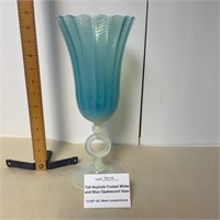 12-5/8" White & Blue Opalescent Vase