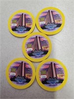 5 Numbered Tropicana 40mm Baccarat Chips