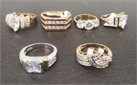 6 Pieces Fashion Jewelry Rings - Gold & Silver
