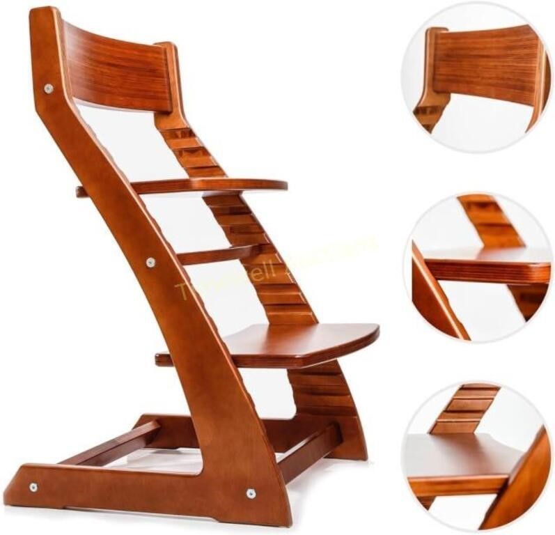 FORNEL Wooden High Chair - Adjustable  Walnut