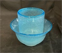 Blue Glass Vase and Bowl
