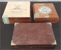 3 Wooden Boxes-2 Cigar, 1 Jewelry