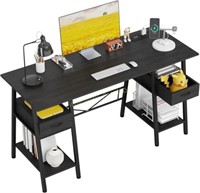 YAOHUOO 47 Desk  2 Drawers  USB Ports (Black)