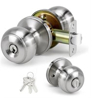 LOQRON Keyed Entry Door Knob for Entrance, Front