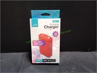 iLive Red Portable Charger w/ LED Flash Light