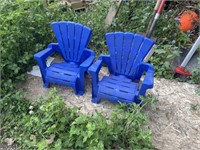 2 blue toddler adirondack chairs