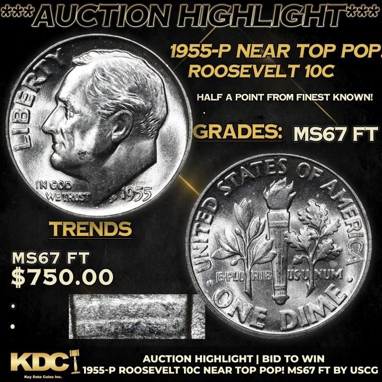 ***Auction Highlight*** 1955-p Roosevelt Dime Near