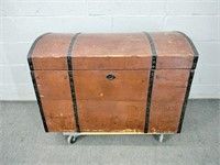 Antique Solid Wood Trunk - Signed