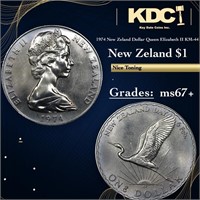 1974 New Zeland Dollar Queen Elizabeth II KM-44 Gr