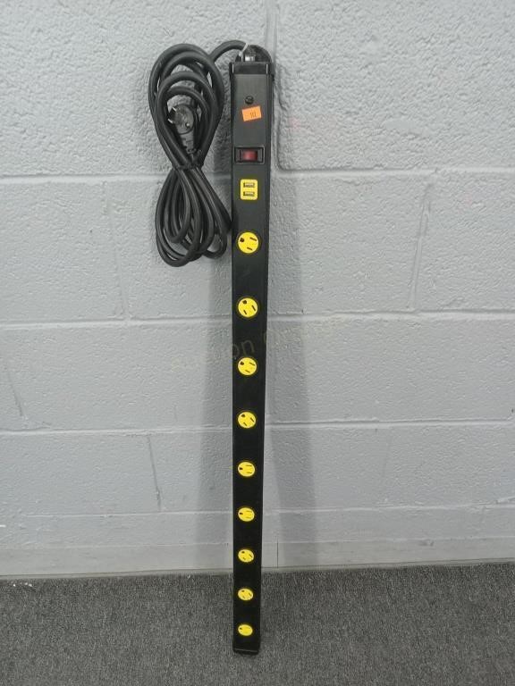 36" 9 Outlet Power Strip W/ 2 Usb Ports & 6ft Cord