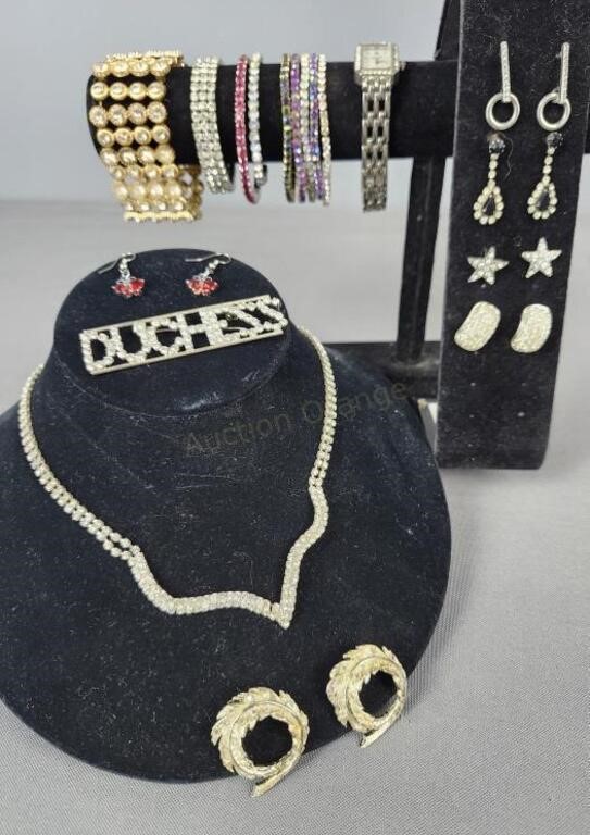 Rhinestone Jewelry Lot Necklace Bracelets Some
