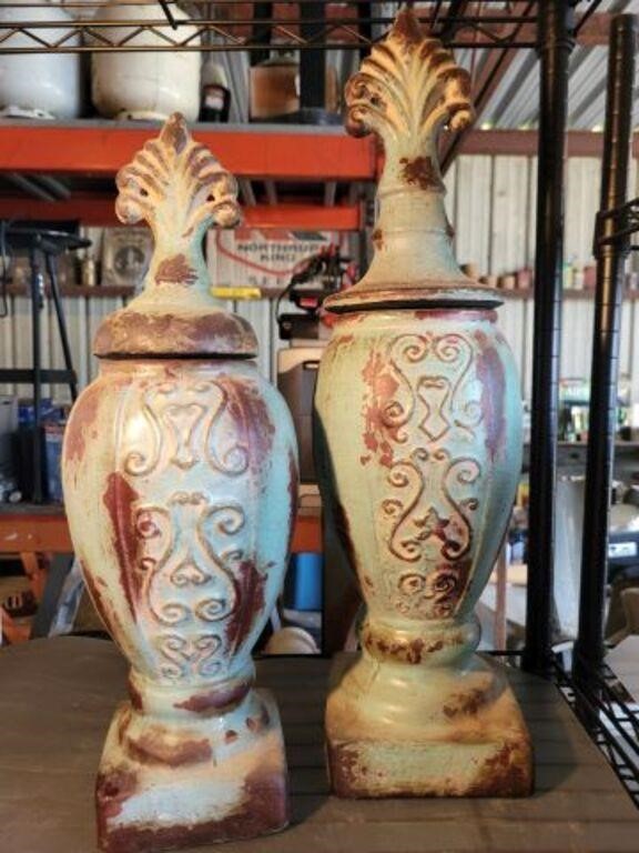 2 PC COVERED VASES 22IN LARGEST