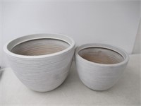 2-Pk Plant Pots 18"/14", Grey