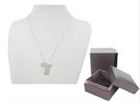 Gucci Sterling Silver Block Necklace