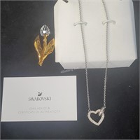 Swarovski Heart Necklace & Tulip Pin  - XB