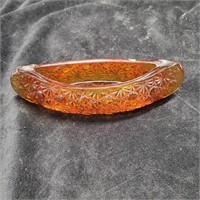 Amber Pressed Glass Canoe   - G