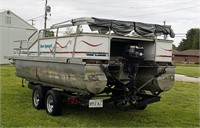 PONTOON BOAT WITH 25 HP OUTBOARD,