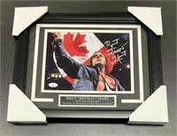Autographed Bret Hart Canadian Flag Photo