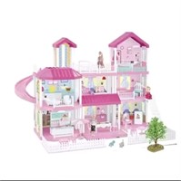 Dollhouse with Dollhouse Furniture and Dolls