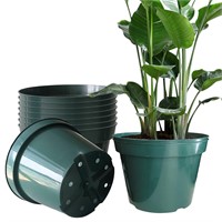 *10 Pack Plastic Planter Pots, 10 Inch Thick Plant