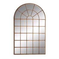 56x34 in. Arched Framed Brown Wall Mirror