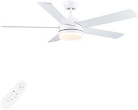 52 White Ceiling Fan  LED  6-Speed Remote